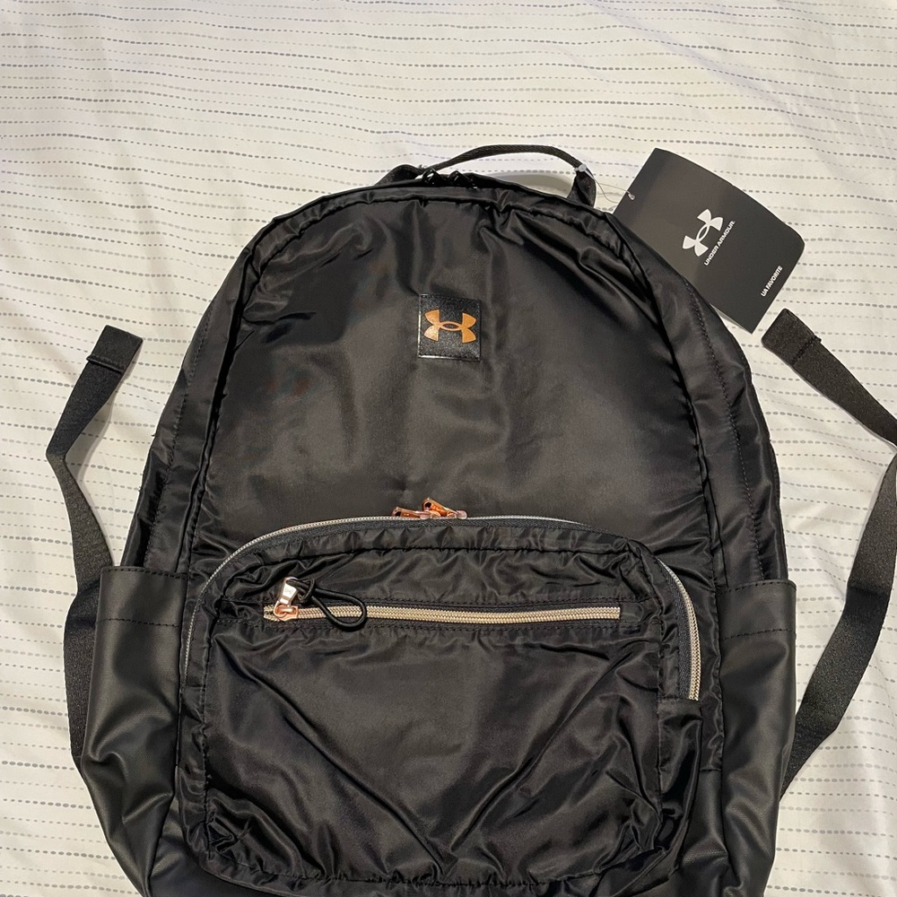 Under Armour Women's Favorite Pack School Backpack Brand NWT - black w/rose gold